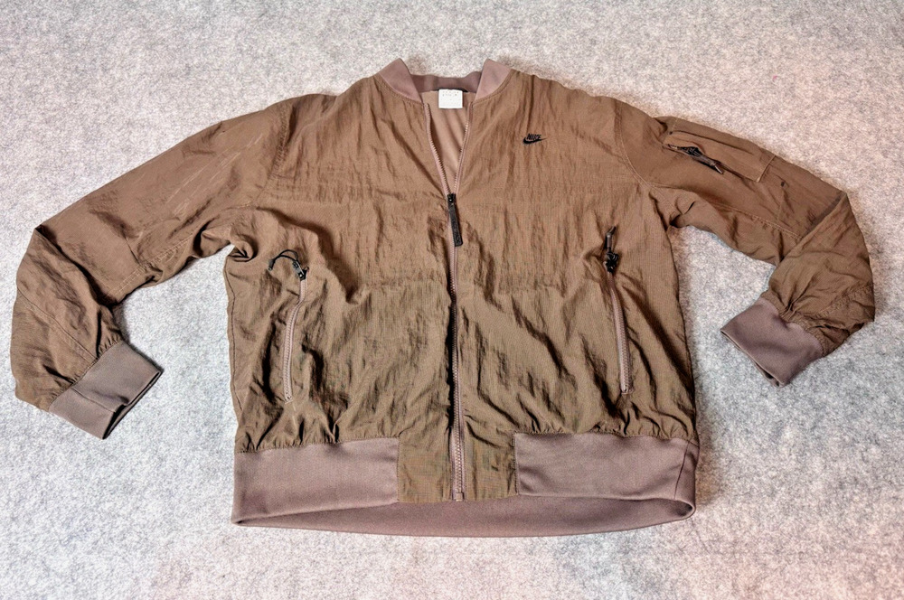 Nike Mens Storm-fit Tech Pack Full Zip Bomber Jacket Brown Size Medium